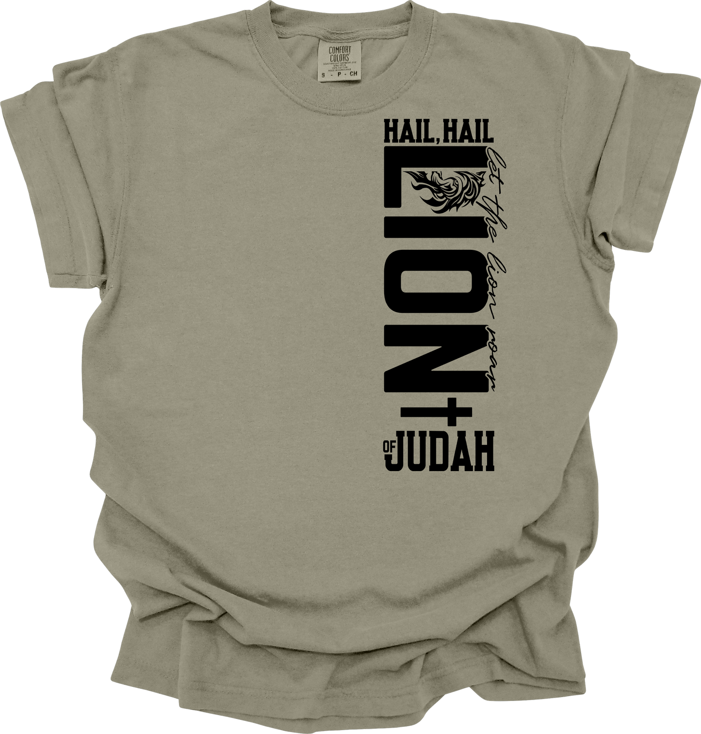 Lion of Judah" Christian Strength T-Shirt – Comfort Colors (Khaki)