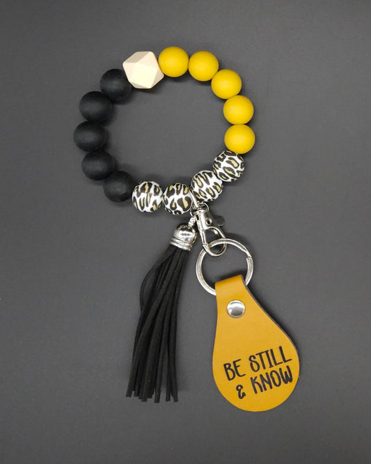 Leopard Print Be Still & Know Keychain