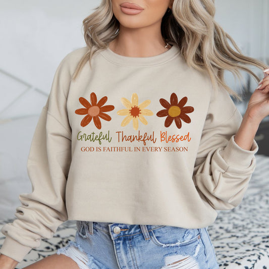 Grateful, Thankful, Blessed Crewneck Sweatshirt