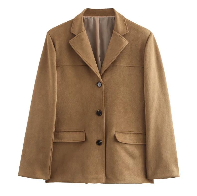 Timeless Suede Princess Jacket - Chic Mocha and Latte Retro Jacket for Women