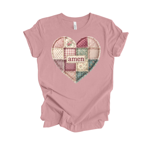 Amen Patchwork Heart Tee