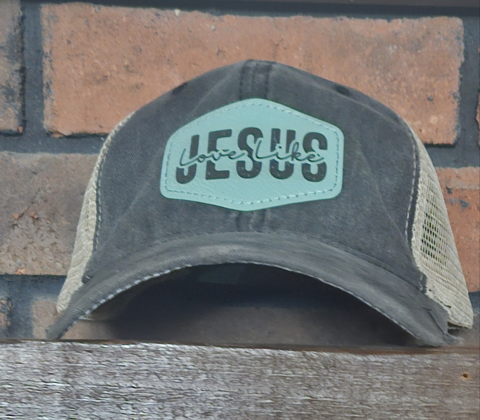 Love Like Jesus Ladie's Ponytail Leather Patch Hat