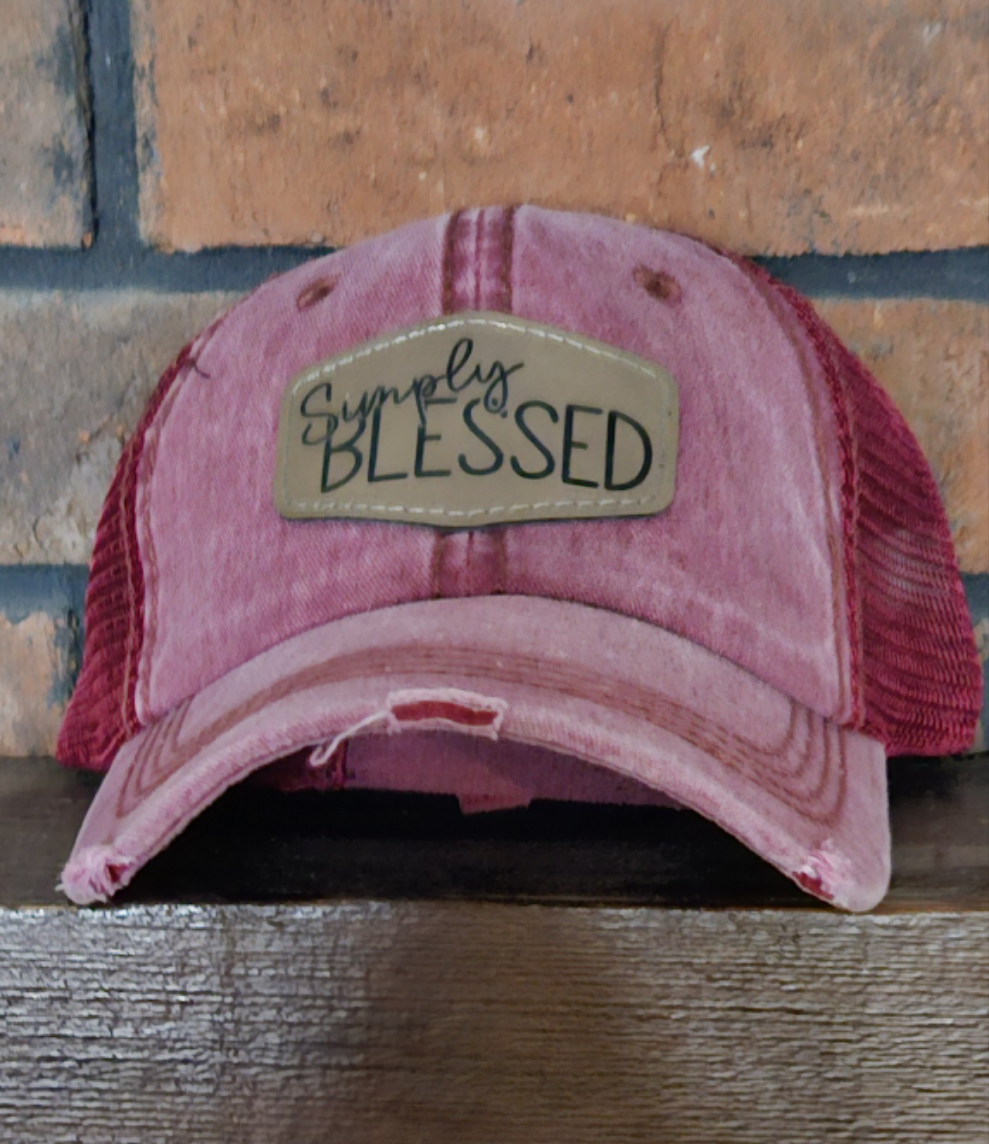 Simply Blessed Ladie's Leather Patch Hat