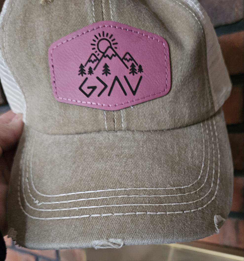 God is Greater Ladies' Leather Patch Hat