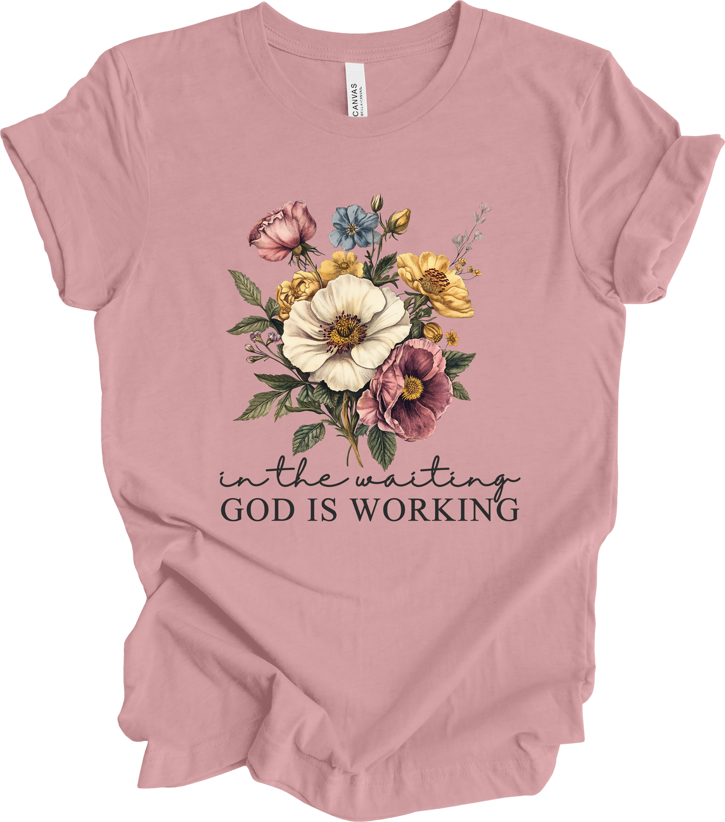 God is in the Waiting Vintage Floral