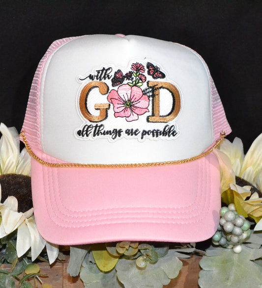 With God Pink Trucker Hat