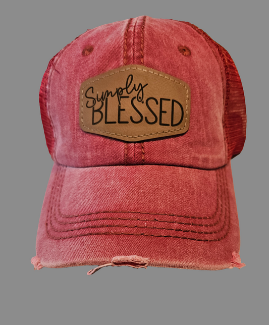 Simply Blessed Ladie's Leather Patch Hat
