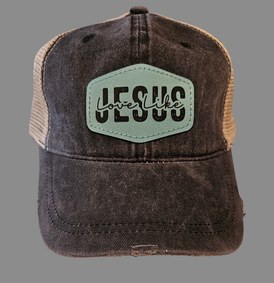 Love Like Jesus Ladie's Ponytail Leather Patch Hat