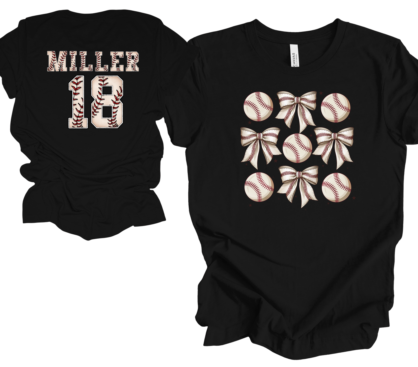 Baseballs & Bows Customizable Tee