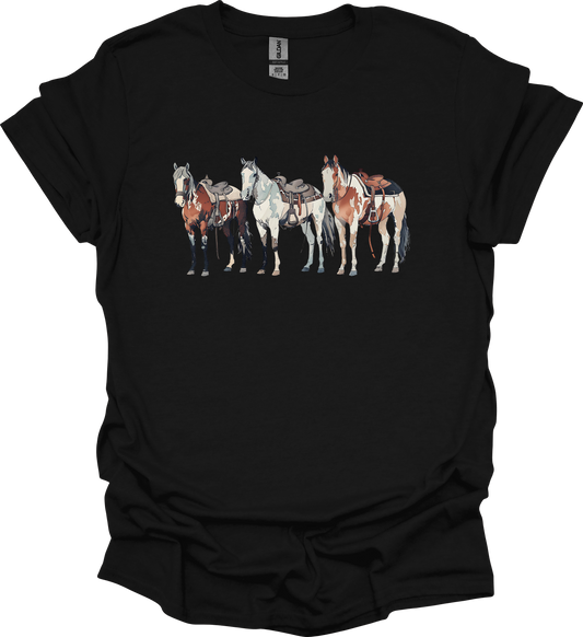 Saddled Horse Trio Tshirt or Crewneck Sweatshirt