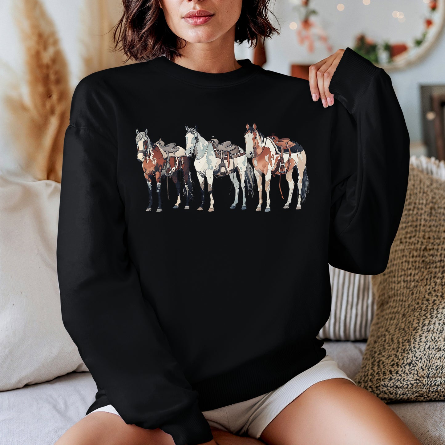 Saddled Horse Trio Tshirt or Crewneck Sweatshirt