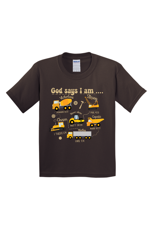 Boys God Says Construction Tee