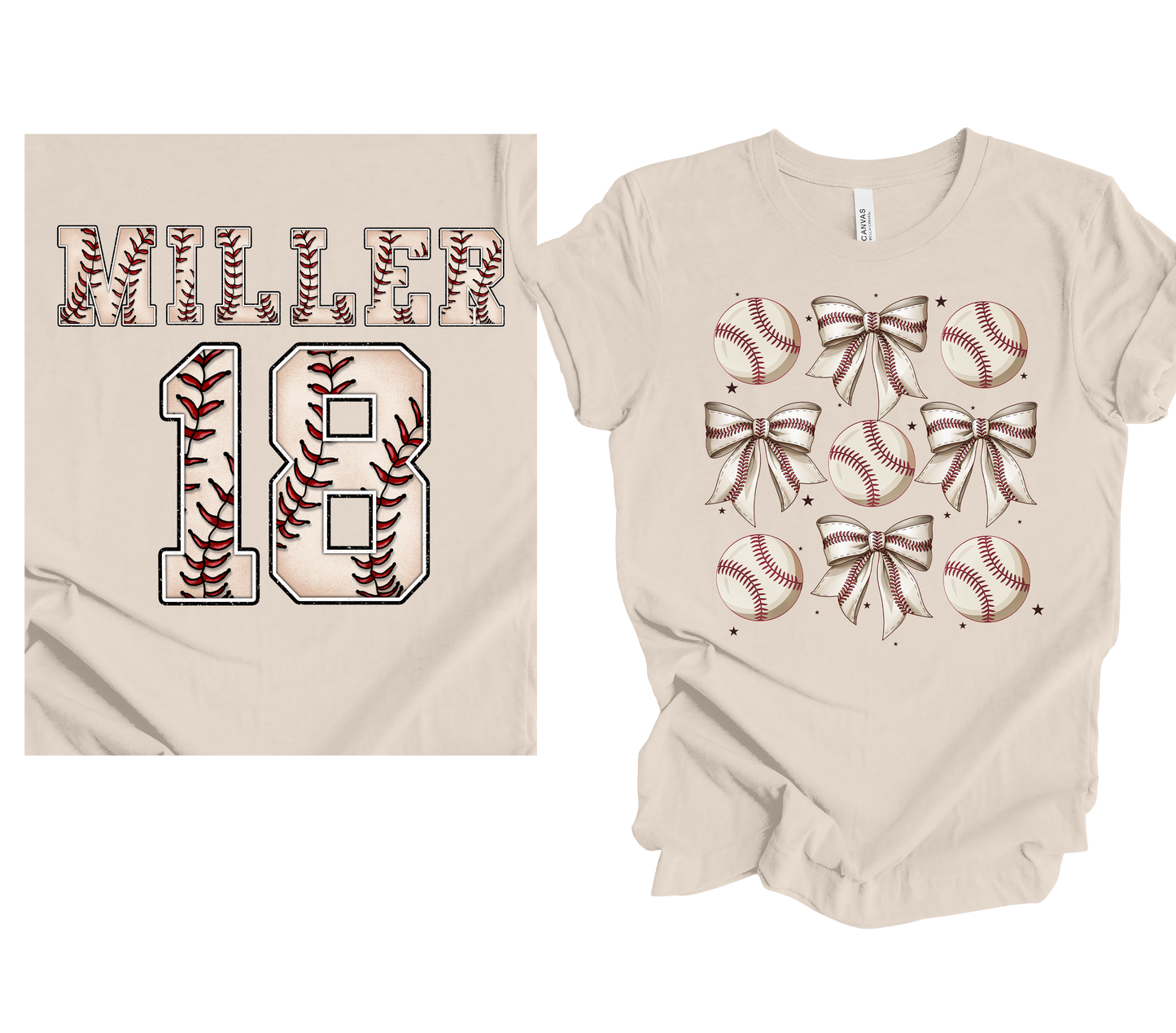 Baseballs & Bows Customizable Tee