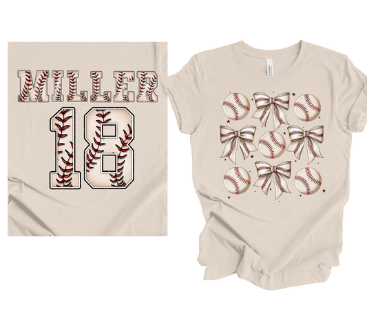 Baseballs & Bows Customizable Tee