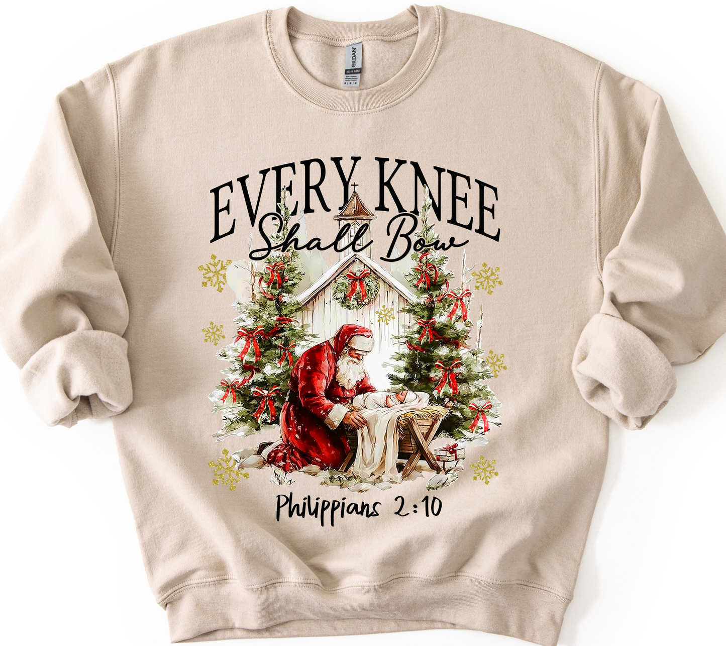 “Every Knee Shall Bow” Christmas Crewneck Sweatshirt – Philippians 2:10