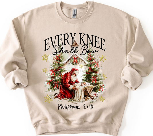 “Every Knee Shall Bow” Christmas Crewneck Sweatshirt – Philippians 2:10