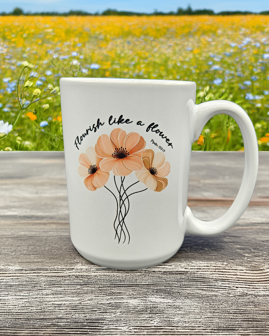 Flourish Like a Flower 15 oz Coffee Mug