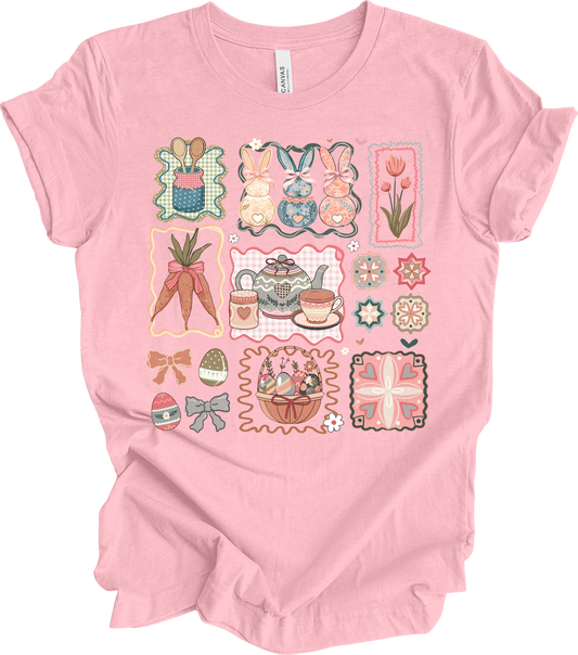 Easter Patchwork Tee – Bella+Canvas® CVC Heather Pink or Sage