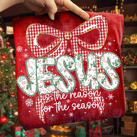 “Jesus Is the Reason for the Season” Christmas Sweatshirt – Red (S–3X)