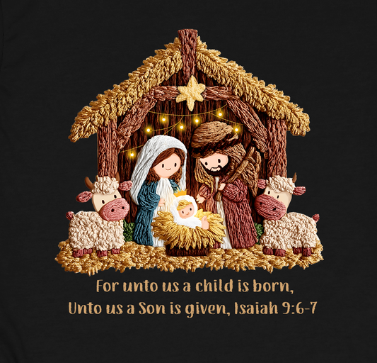 Nativity Scene Sweatshirt or Long Sleeve Tee – Matching Family Christmas Tops