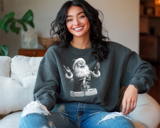 Vintage Santa Comfort Colors Sweatshirt or Long Sleeve Tee – Pepper