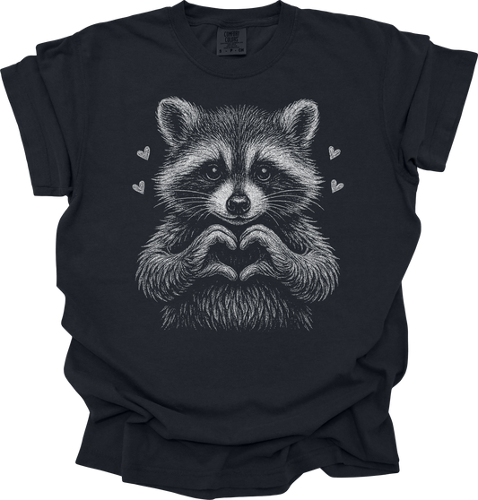 Raccoon Love Graphic – Comfort Colors® Black Tee or Independent Trading Co.® Lightweight Crewneck
