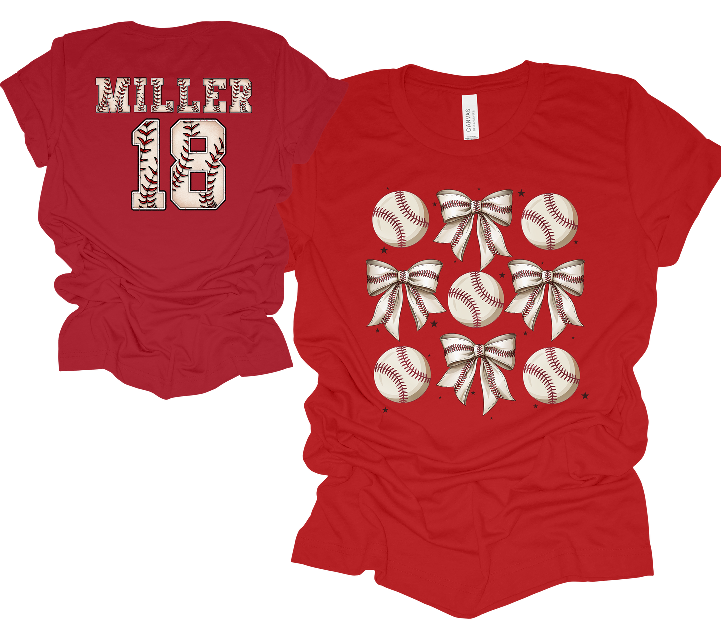 Baseballs & Bows Customizable Tee