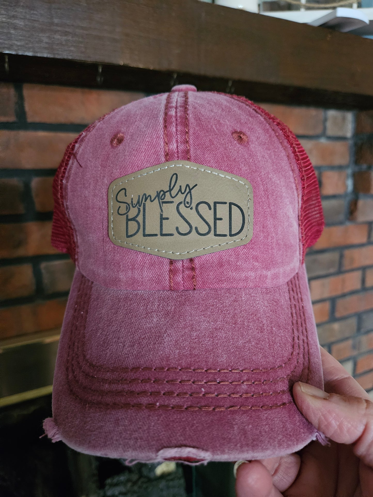 Simply Blessed Ladie's Leather Patch Hat