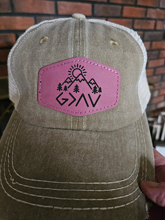 God is Greater Ladies' Leather Patch Hat