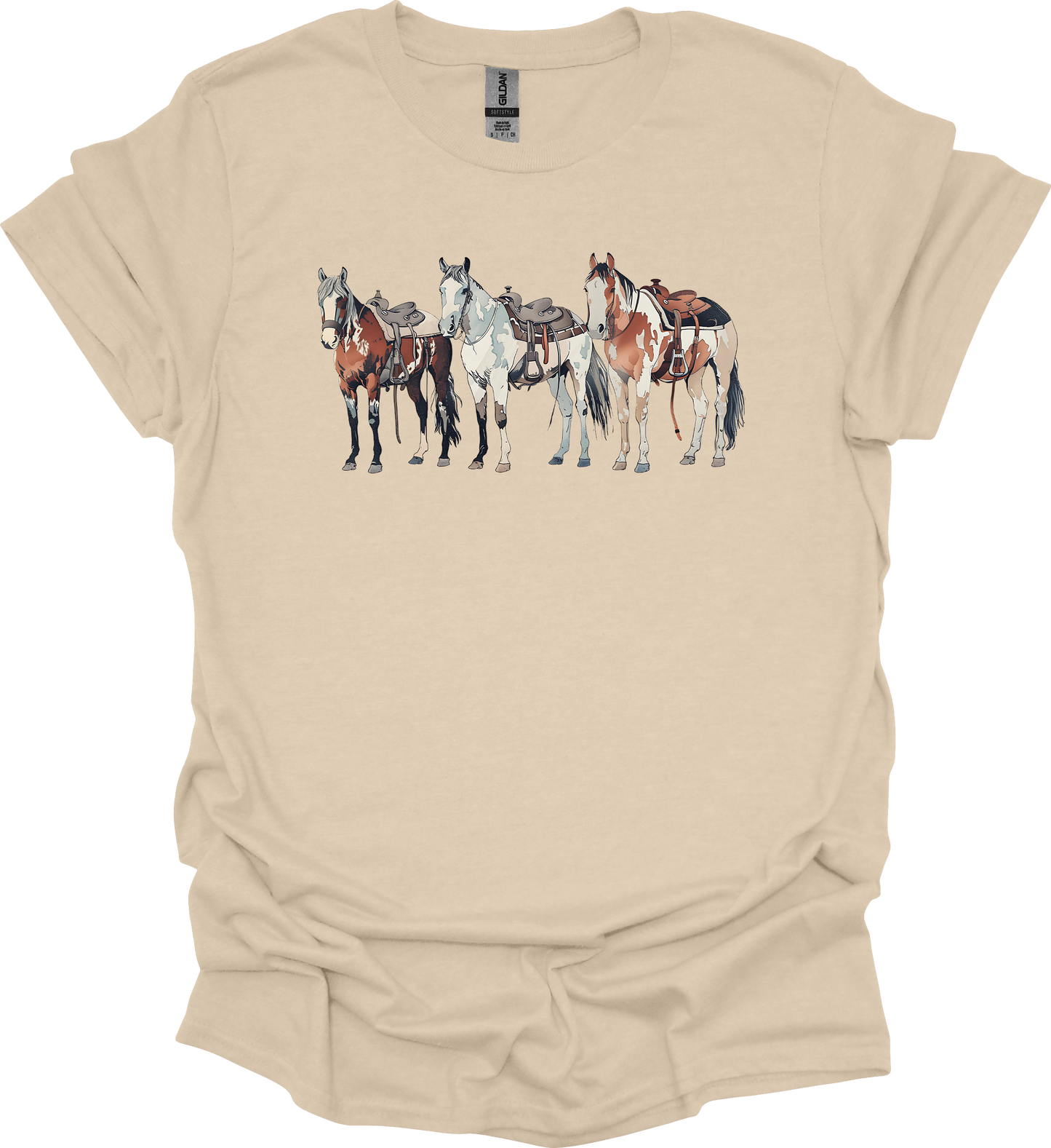 Saddled Horse Trio Tshirt or Crewneck Sweatshirt