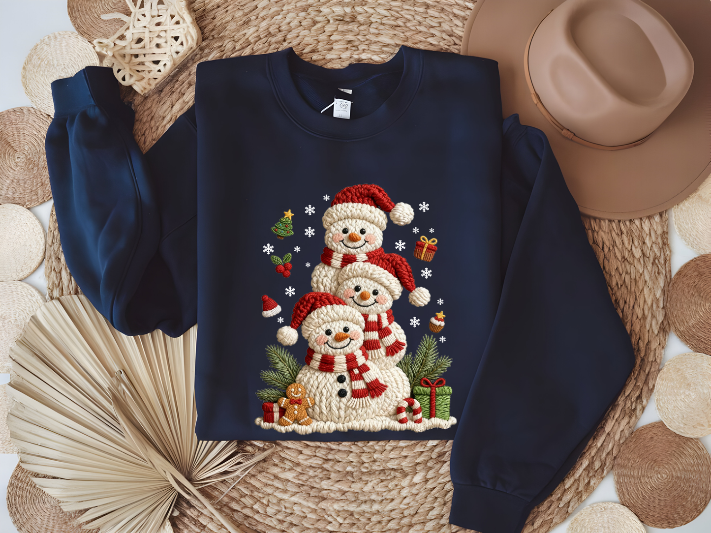 Faux Yarn Snowman Trio Crewneck